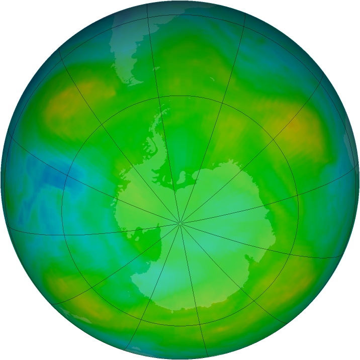 Antarctic ozone map for 24 December 1983